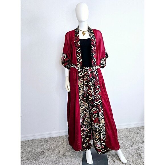 African Chiffon Kimono Kaftan Two Piece Pant Set - Made in Kenya - Picture 2 of 5